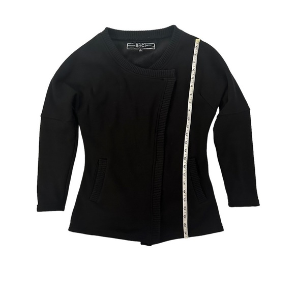 BNCI Blanc Noir Blazer Women Small Snap Jacket Office Casual Black Grunge Moto - Picture 6 of 10